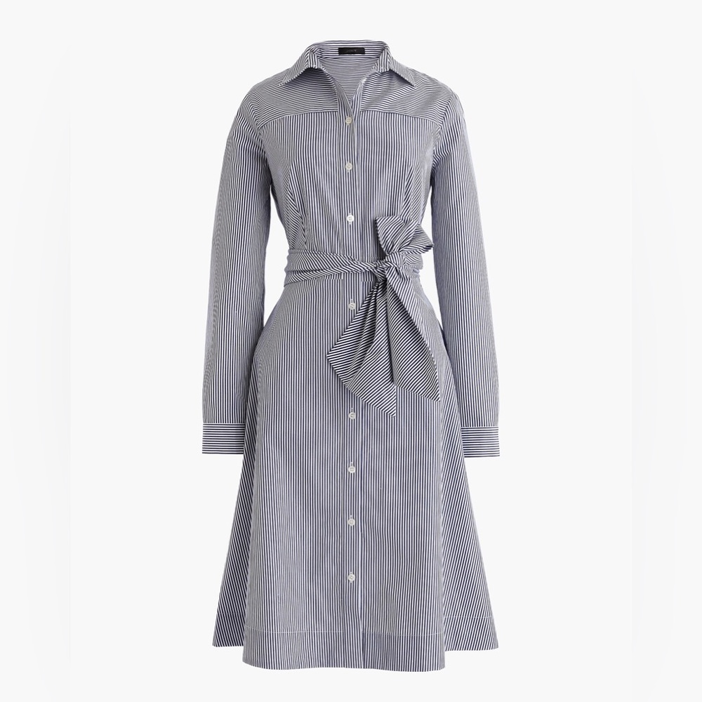 NWT J Crew tie waist shirt dress in stripe. Women’s size 2 Brand new